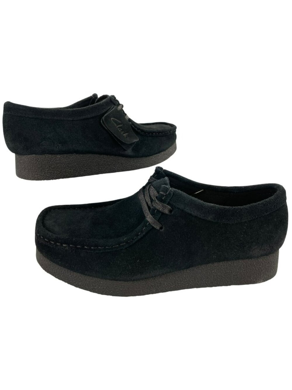 Clarks Wallabee Evo Black Suede Lthr Moccasin Shoes Women's Size 8 MSRP $100 NEW